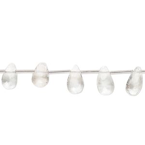 White topaz 1pkg22, hand-cut top-drilled faceted puffed teardrop bead 6x4mm-8x5mm