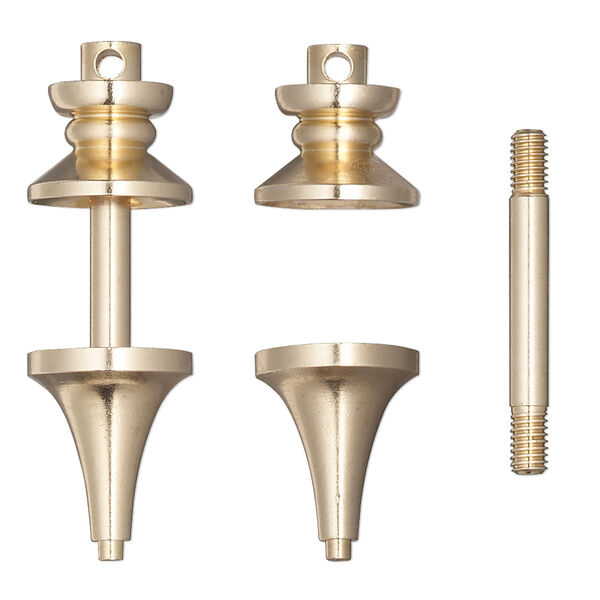 Focal, gold-finished brass, 38x12mm with twist-off bottom and top, 17mm beadable length, fits beads with 3.2mm hole. Sold individually. image number 0