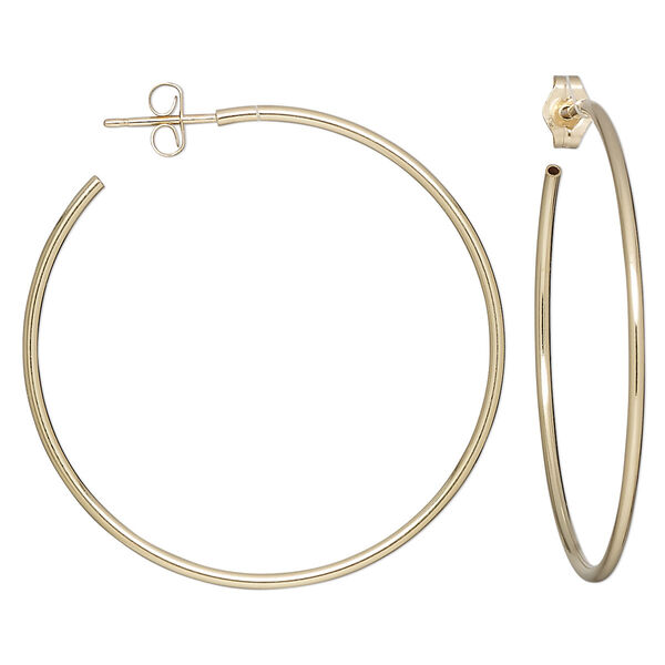 Earring, 14Kt gold-filled, 38mm hoop with post and flexible hollow tube. Sold per pair. image number 0