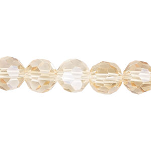 Bead 48pk translucent crystal golden shadow, Celestial Crystal® 10mm round
