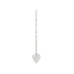 Paddle pin, cubic zirconia and rhodium-plated sterling silver, clear, 1-inch diamond-cut twisted with 5.5x5mm teardrop, 22 gauge. Sold individually.