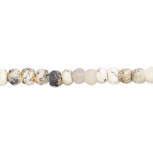 Dendritic opal 1pkg1, hand-cut faceted rondelle bead natural 10 inch 4x2mm-5x4mm
