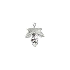 Charm, silver-plated brass, 12mm maple leaf. Sold per pkg of 100.