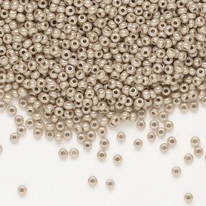 Seed bead, Preciosa Ornela Czech glass, pkg/500g, #11 rocaille, opaque beige luster chalkwhite, (46088).