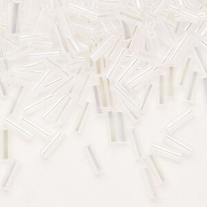 Bead, Preciosa Ornela Czech glass, bugle bead, pkg/500g, 1/4 inch, rainbow translucent clear, (58205).