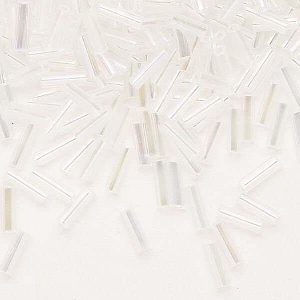 Bead, Preciosa Ornela Czech glass, bugle bead, pkg/500g, 1/4 inch, rainbow translucent clear, (58205). image number 0