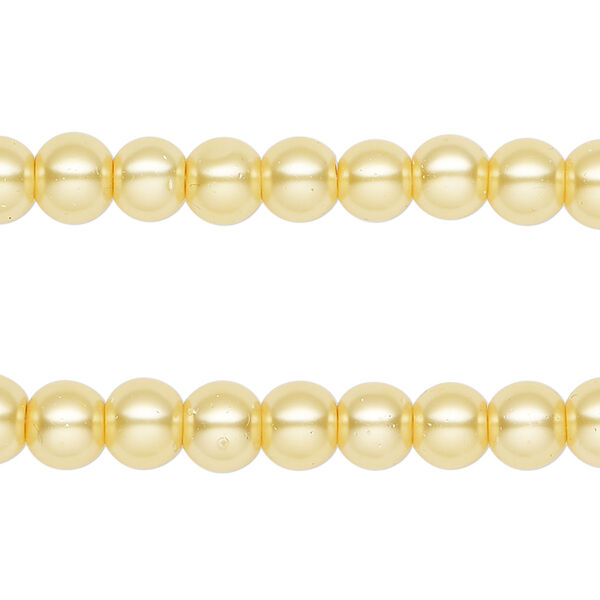 Bead, glass pearl, yellow, 5-6mm round. Sold per pkg of (2) 15-inch strands, approximately 140 beads. image number 0