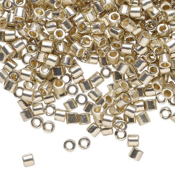 Seed bead, Delica®, glass, pkg/250g, #8 round, Duracoat® opaque galvanized silver (DBL-1831). image number 0