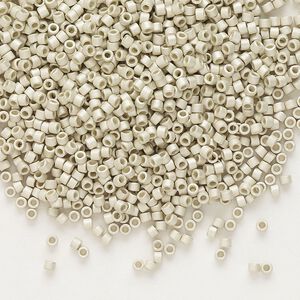Seed bead, Delica®, glass, pkg/50g, #11 round, opaque matte galvanized silver (DB-0335).