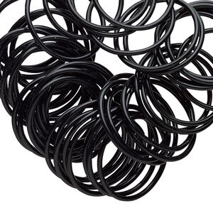 Component, Oh! Ring™, silicone, black, 25mm round. Sold per pkg of 50.