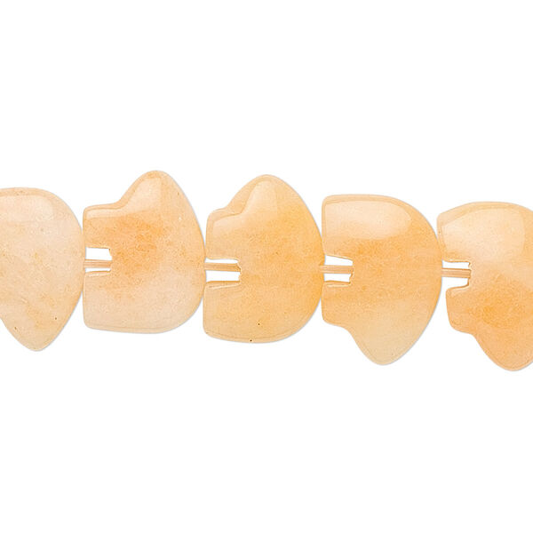 Bead, golden "jade" (quartz) (natural), 13x10mm Zuni-style bear, B grade, Mohs hardness 7. Sold per 8-inch strand, approximately 20 beads. image number 0