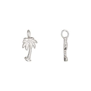 Charm 1pkg1 sterling silver 11x7mm palm tree perpendicular loop
