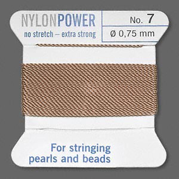 Thread, Griffin, nylon, beige, size #7. Sold per 2-meter card (approximately 78 inches). image number 0