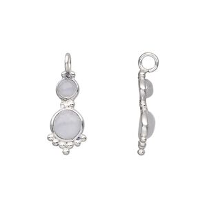 Rainbow moonstone / sterling silver 1pkg1, round drop natural 21.5x8mm