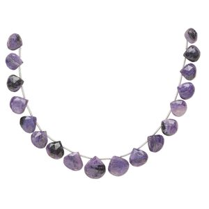 Charoite 1pkg18, hand-cut top-drilled faceted puffed teardrop bead natural graduated 9x9mm-14x14mm