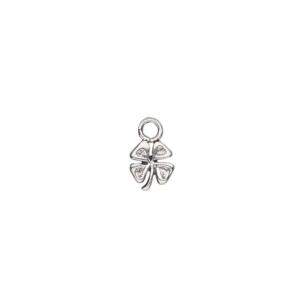 Charm, antiqued sterling silver, 7x6.5mm single-sided 4-leaf clover. Sold individually. image number 0