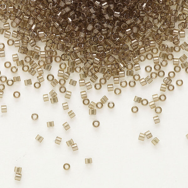 Seed bead, Delica®, glass, pkg/250g, #11 round, translucent gold luster smoky olive (DB-0123). image number 0