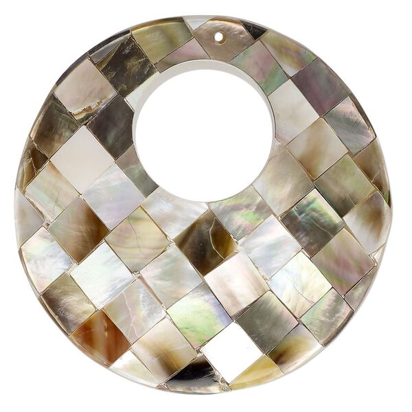 Focal, black lip shell / gold lip shell / mother-of-pearl shell (assembled), 49-50mm single-sided go-go, Mohs hardness 3-1/2. Sold individually. image number 0