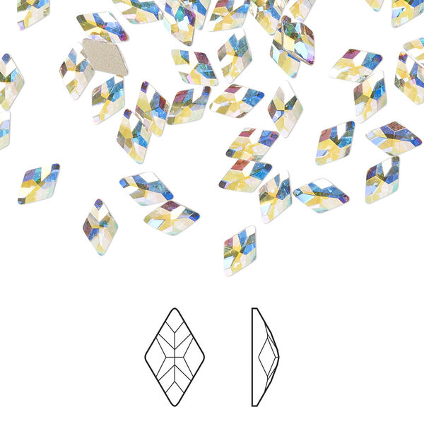 Flat back 6pk crystal AB foil back, Preciosa MAXIMA Czech crystal rhinestone 6x4mm rhombus image number 0