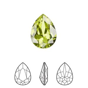 Fancy stone 6pk citrus green foil back, Crystal Passions® 18x13mm pear 4320