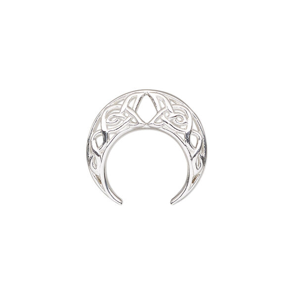 Component, sterling silver, 18x17mm single-sided naja with Celtic design. Sold individually. image number 0