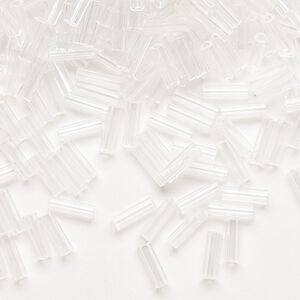 Bead, Preciosa Ornela Czech glass, bugle bead, pkg/50g, 1/4 inch, transparent clear, (00050).