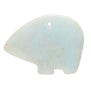 Amazonite 1pkg1, top-drilled and half-drilled Zuni-style bear focal natural, 39x25mm-43x30mm