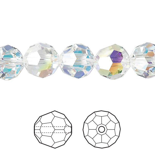 Bead 24pk crystal AB, Crystal Passions® 10mm round 5000 image number 0