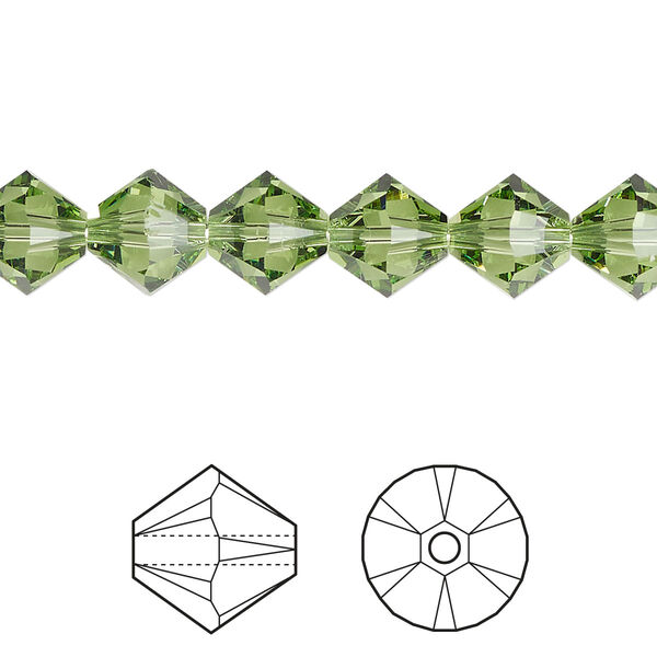 Bead 12pk peridot, Crystal Passions® Regenerated 8mm bicone 5328 image number 0