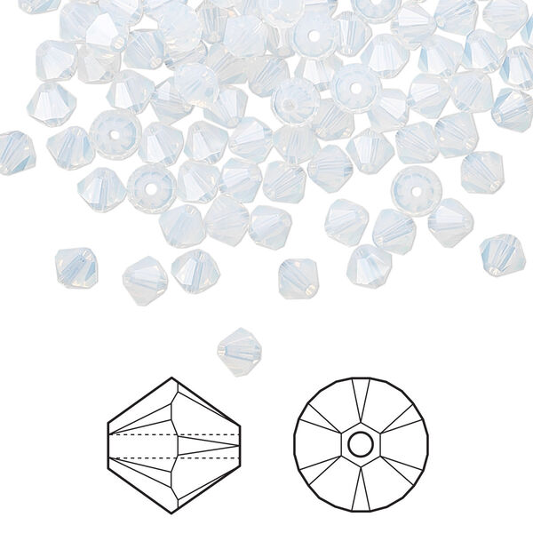 Bead 144pk white opal, Crystal Passions® 4mm bicone 5328 image number 0