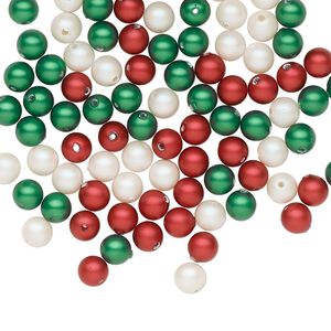 Bead, Crystal Passions®, crystal pearl, Christmas, 4mm round. Sold per pkg of 100.
