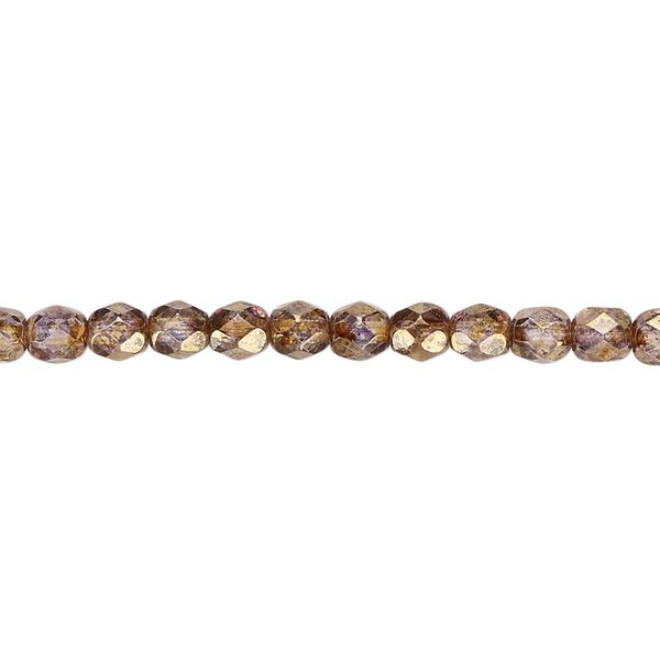 Bead, Czech fire-polished glass, copper luster, 4mm faceted round. Sold per 15-1/2" to 16" strand. image number 0