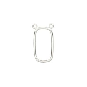 Connector, sterling silver, 18x10mm open rectangle with 2 loops. Sold individually.