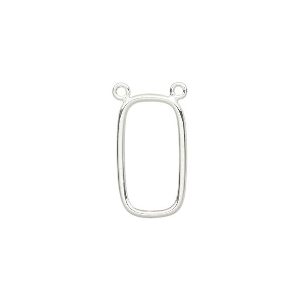 Connector, sterling silver, 18x10mm open rectangle with 2 loops. Sold individually. image number 0