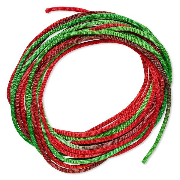 Cord, Satinique™, satin, Christmas, 1.5mm small. Sold per pkg of 10 feet. image number 0
