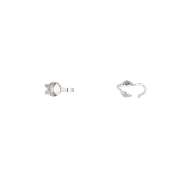 Bead tip, sterling silver, 6.5x3.5mm bottom clamp-on. Sold per pkg of 10. image number 0
