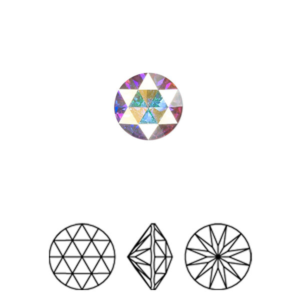 Round stone 2pk crystal AB foil back, Crystal Passions® 10mm rose cut round 1401 image number 0
