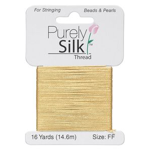 Thread, Purely Silk™, gold, size FF. Sold per 16-yard card.
