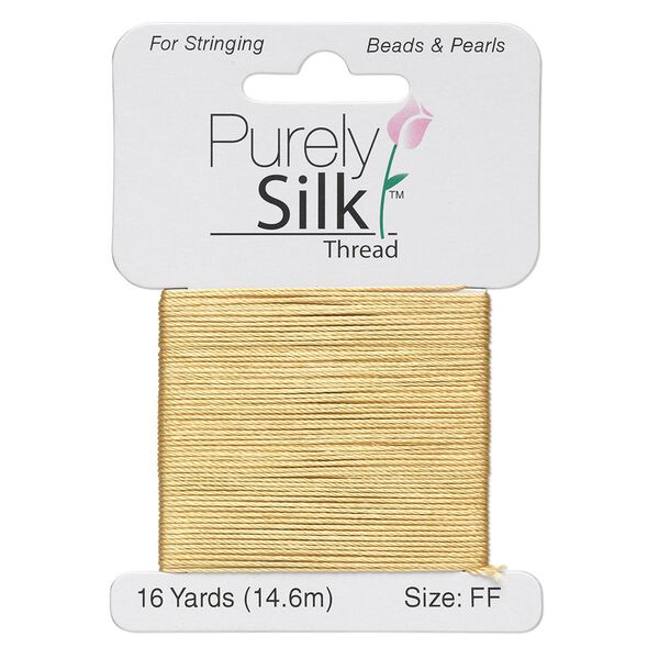 Thread, Purely Silk™, gold, size FF. Sold per 16-yard card. image number 0