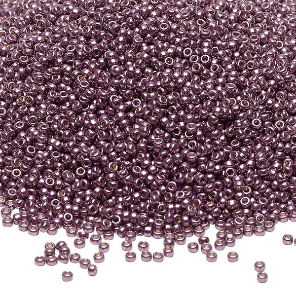 Seed bead, Miyuki, glass, pkg/250g, #15 rocaille, Duracoat® opaque galvanized eggplant, (RR-4220). image number 0