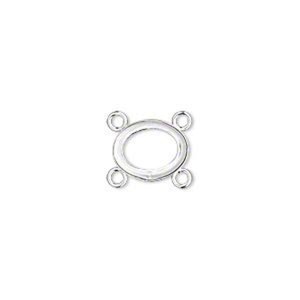 Link, fine silver, 11x9mm oval with open back and 10x8mm oval setting, 4 loops. Sold per pkg of 2. image number 0