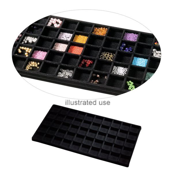 Tray insert, flocked velveteen, black, 14 x 7-3/4 x 1/2 inches with (50) 1-1/4 x 1-1/4 inch compartments. Sold per pkg of 2. image number 0