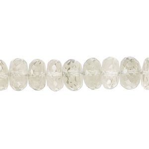 Green quartz 1pkg1, hand-cut faceted rondelle bead 8 inch 9x5mm-11x8mm