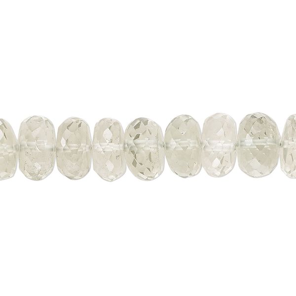 Green quartz 1pkg1, hand-cut faceted rondelle bead 8 inch 9x5mm-11x8mm image number 0