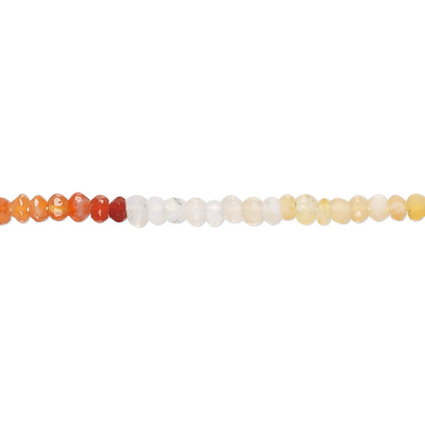 Bead, fire opal (natural), 3x1mm-3x2mm hand-cut faceted rondelle with set pattern and 0.4-1.4mm hole, B grade, Mohs hardness 5 to 6-1/2. Sold per 13-inch strand, approximately 180 beads. image number 0