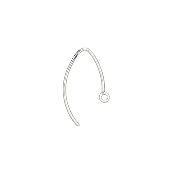 Ear wire 1pkg2 sterling silver, 16mm marquise / round wire / closed loop, 20 gauge 1 pair image number 0