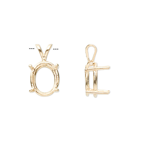 Pendant, Sure-Set™, 14Kt gold, 12x10mm with 4-prong oval setting. Sold individually. image number 0