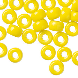 Bead, Czech pressed glass 1pkg60, opaque yellow, 9x6mm crow.