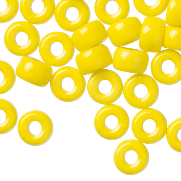 Bead, Czech pressed glass 1pkg60, opaque yellow, 9x6mm crow. image number 0