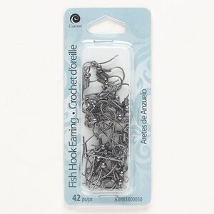 Ear wire fishhook 1pkg42, 18mm / 4mm coil / 3mm ball / open loop, gunmetal-finished steel 21 pair
